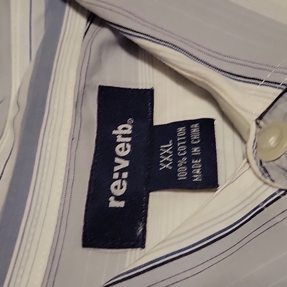 EUC Reverb Dress Shirt White Blue Stripes 3XL - Picture 2 of 2